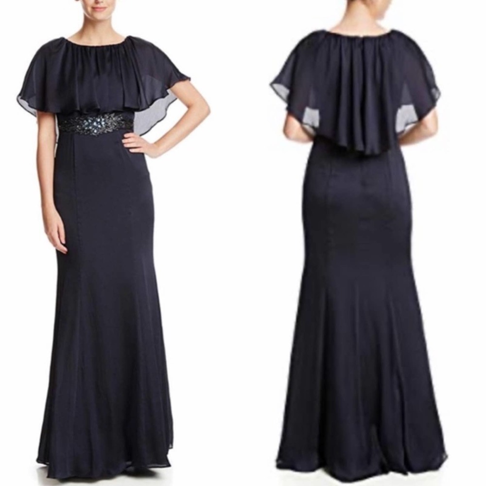 Adrianna Papell Capelet Beaded Cocktail Dress